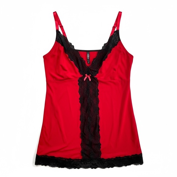 torrid Other - TORRID Red Black Lace Trim Camisole Babydoll Lingerie Top Size 1